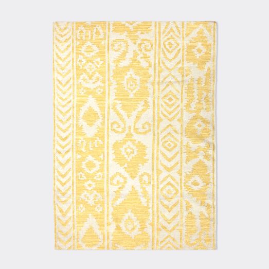Patterned Stripe Wool Rug Stone White/Yellow west elm
