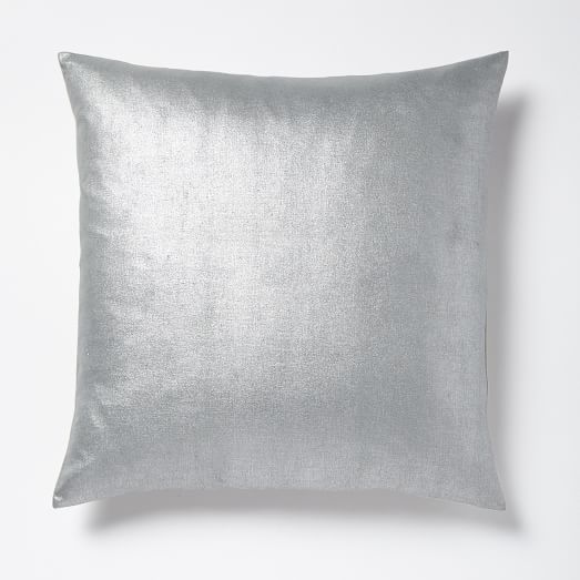 Solid Metallic Pillow Cover Platinum Silver west elm