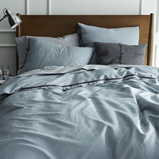 Linen Cotton Blend Duvet Cover + Shams Dusty Blue west elm