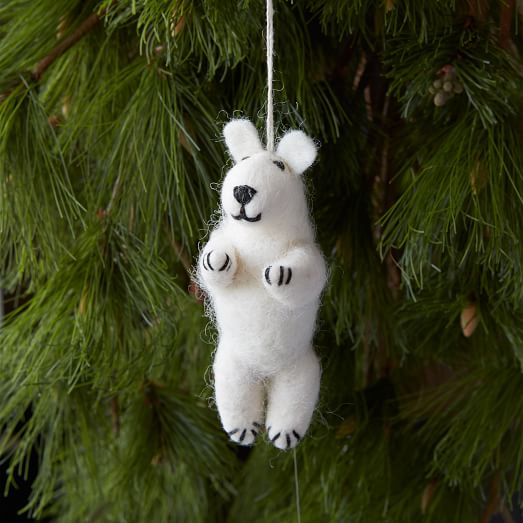 Felt Polar Bear Ornament | west elm