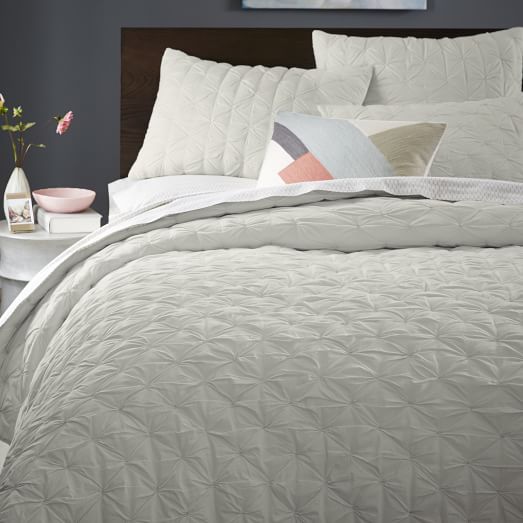 Pintuck Quilt + Shams Frost Gray west elm
