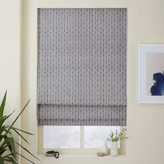 MidCentury Bracket Geo Printed Roman Shade + Blackout Liner west elm