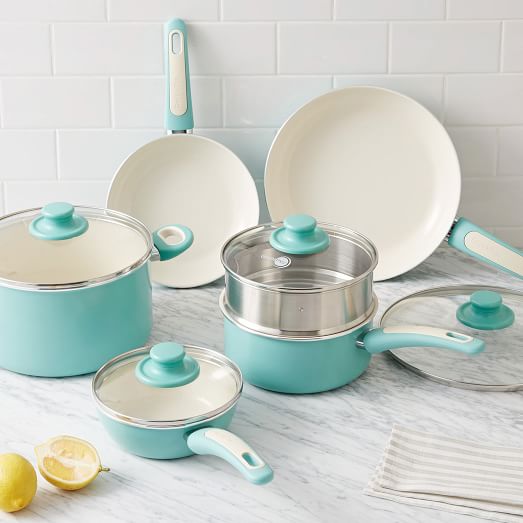 Greenpan® Nonstick 10Piece Cookware Set Aqua west elm