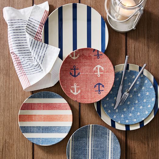 Nautical Melamine Salad Plates west elm