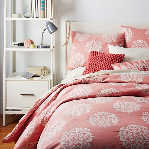 Organic Scroll Medallion Euro Shams Rose Bisque west elm