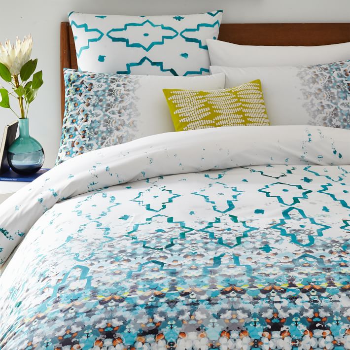 Teal Duvet Cover Full The Duvets Anic Fading Trellis Duvet Cover Shams West Elm