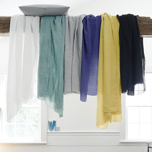 Oversized Washed Linen Bed Scarf west elm