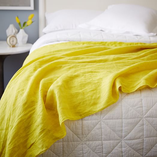 Oversized Washed Linen Bed Scarf west elm
