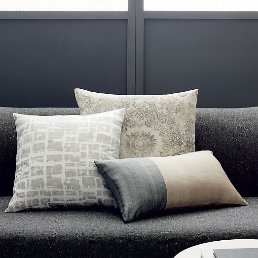 Distressed Ornament Velvet Pillow Cover Ivory west elm