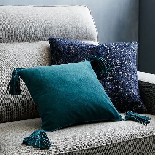 Suede Tassel Pillow Cover Deep Teal west elm