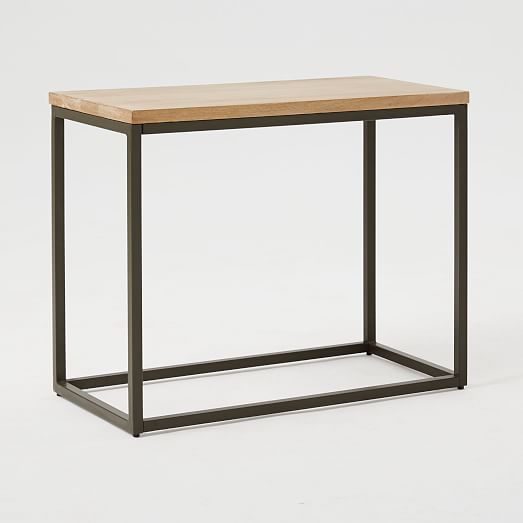 Box Frame Narrow Side Table Wood/Antique Bronze west elm
