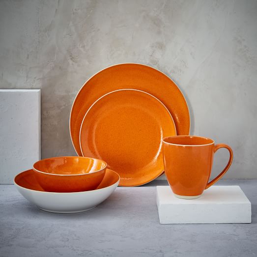 Alta Reactive Glaze Dinnerware Set Orange west elm