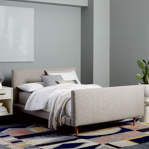 Josef Upholstered Bed Feather Gray (Deco Weave) west elm