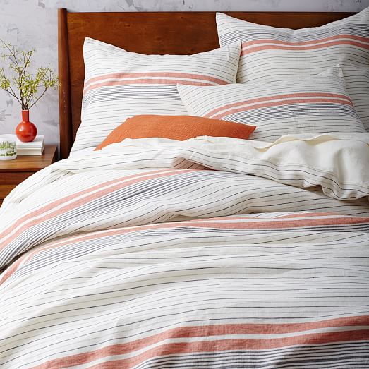 Motley Striped Belgian Flax Linen Euro Shams west elm