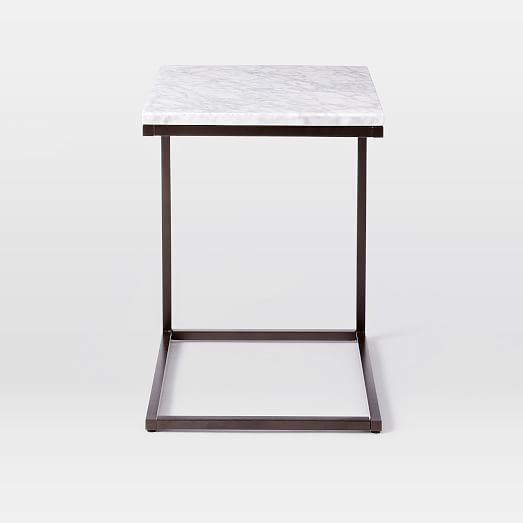 Box Frame CBase Side Table Marble/Antique Bronze west elm