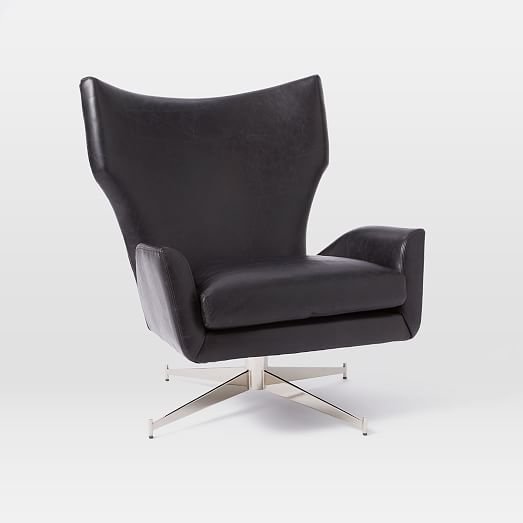 Hemming Leather Swivel Armchair west elm