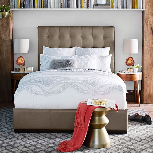 Tall Leather GridTufted Headboard west elm