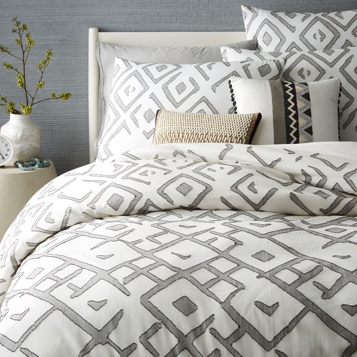 Anic Fading Diamond Jacquard Duvet Cover Shams West Elm
