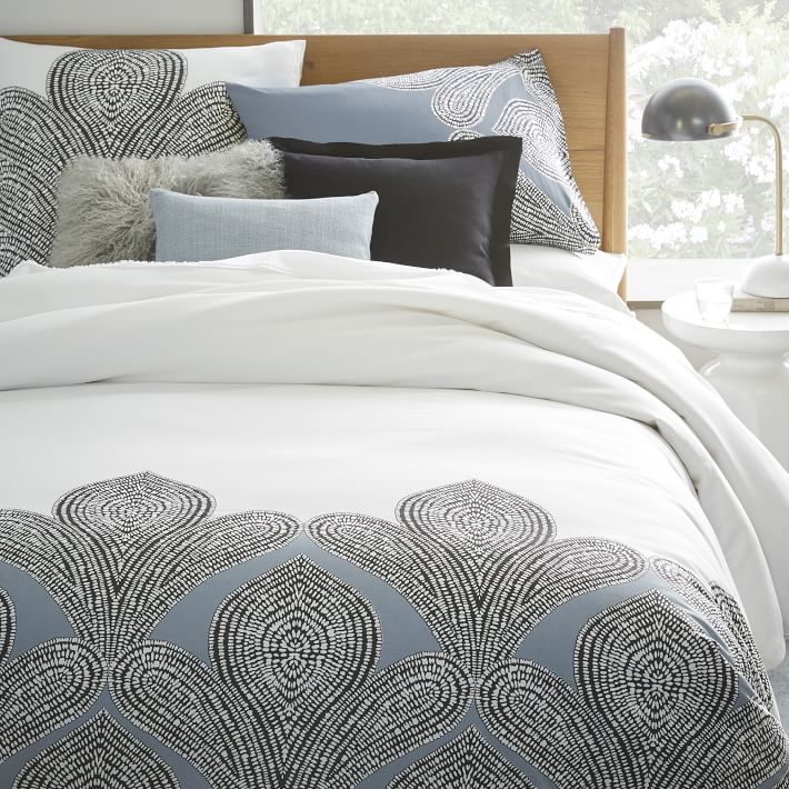 400 Thread Count Anic Fleur Sateen Duvet Cover Shams West Elm