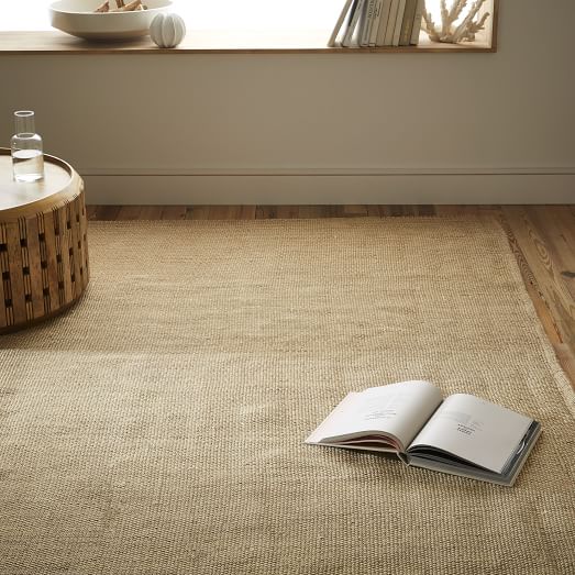 Solid Metallic Jute Rug Natural/Rose Gold west elm