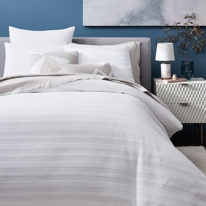 White Cotton Duvet Cover West Elm Dobby Ladder Stripe Duvet Cover Twin White