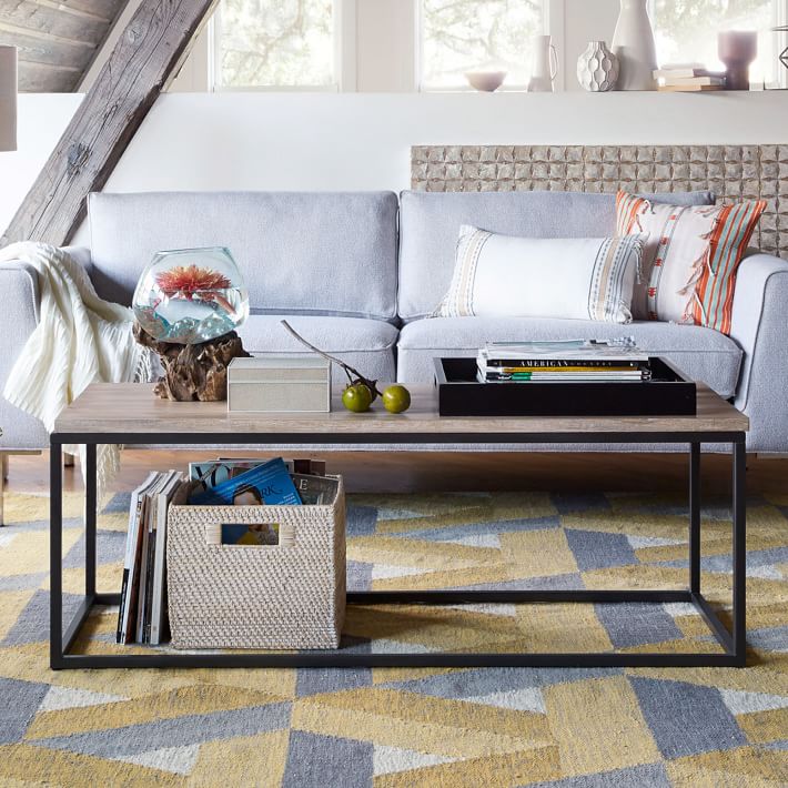 Box Frame Coffee Table - Whitewashed Mango | west elm - 