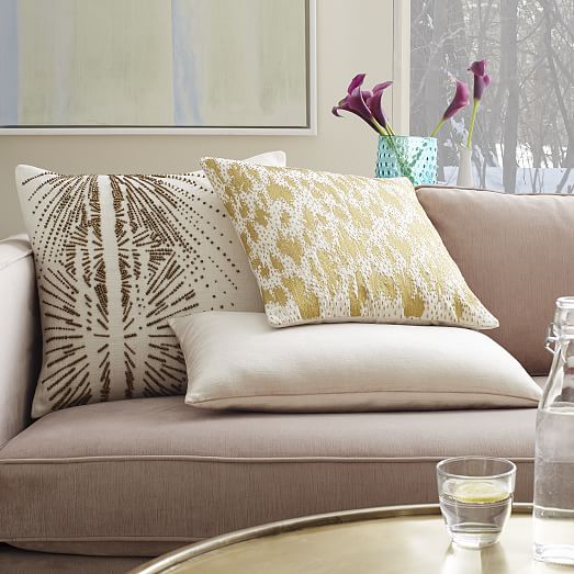 Cotton Luster Velvet Pillow Cover Stone (12" x 21") west elm