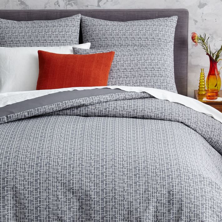 Mid Century Anic Crosshatch Jacquard Duvet Cover Shams West Elm