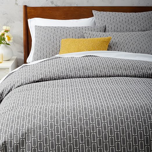 Mid Century Modern Duvet Covers - The Duvets - Mid Century Organic Bracket Geo Jacquard Shams West Elm
