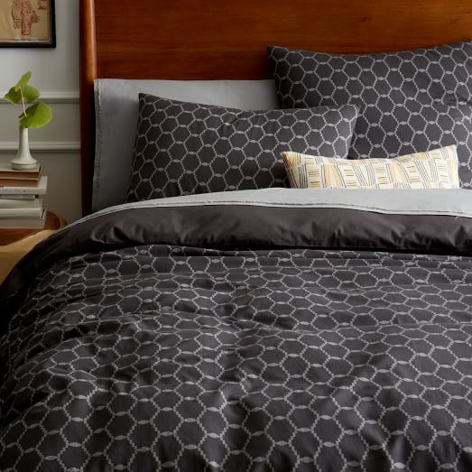 Arabesque Jacquard, Duvet, Twin, Slate/Ivory