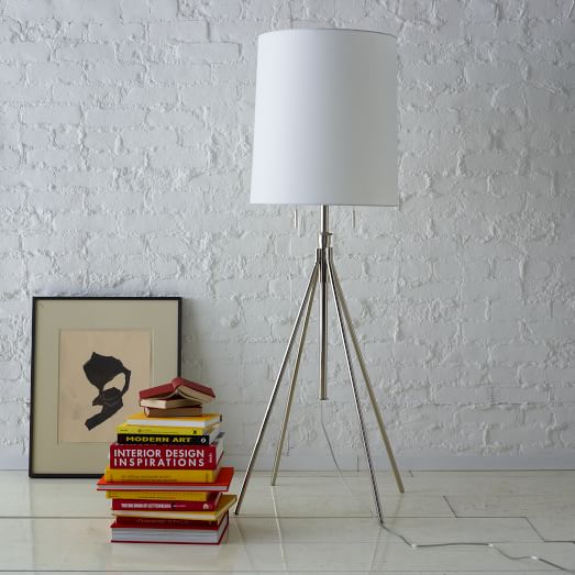 Adjustable Metal Floor Lamp, Silver/White