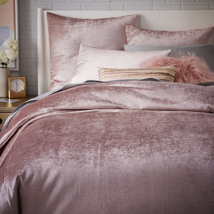 Washed Cotton Er Velvet Duvet Cover Shams West Elm