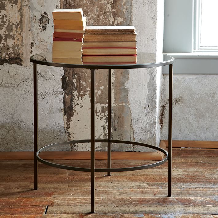 End Tables For Bedroom Mirrored Hollywood Regency Foxed Mirror Side Table O
