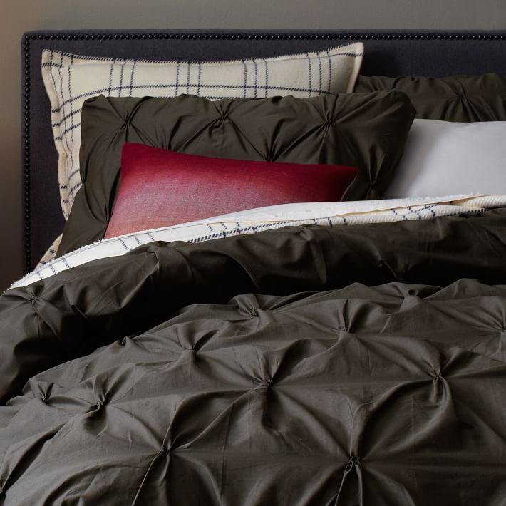 Anic Cotton Pintuck Duvet Cover Shams Slate West Elm
