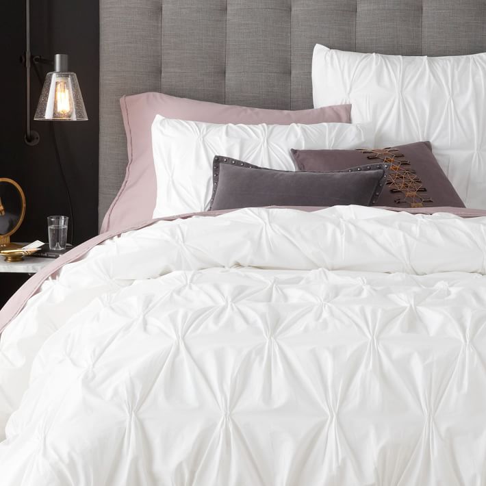 Anic Cotton Pintuck Duvet Cover Shams White West Elm