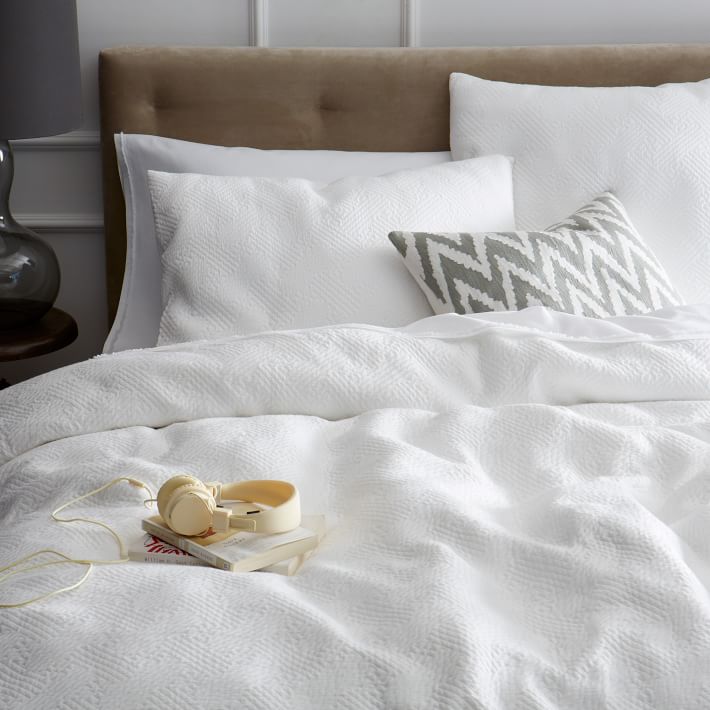 Anic Matelasse Duvet Cover Shams Stone White West Elm