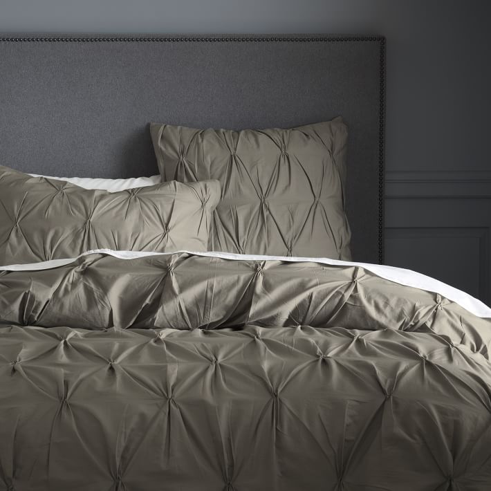 Anic Cotton Pintuck Duvet Cover Shams Soot West Elm