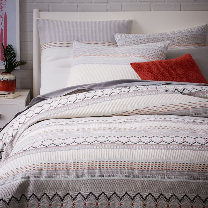 Anic Nordic Stripe Jacquard Duvet Cover West Elm