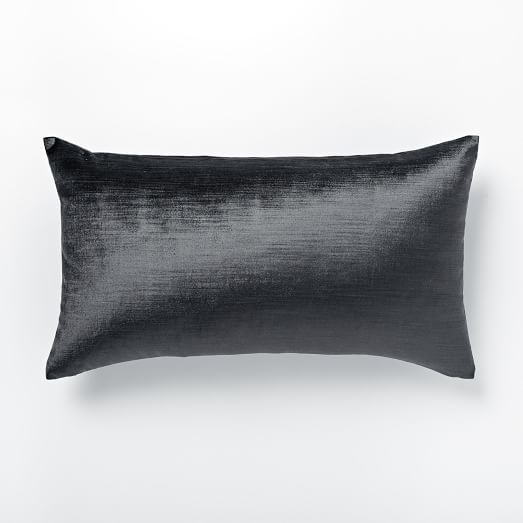 Cotton Luster Velvet Pillow Cover Slate (12" x 21") west elm