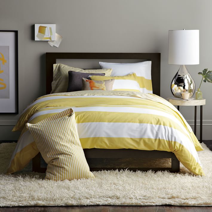 Stripe Duvet Cover White Citron West Elm