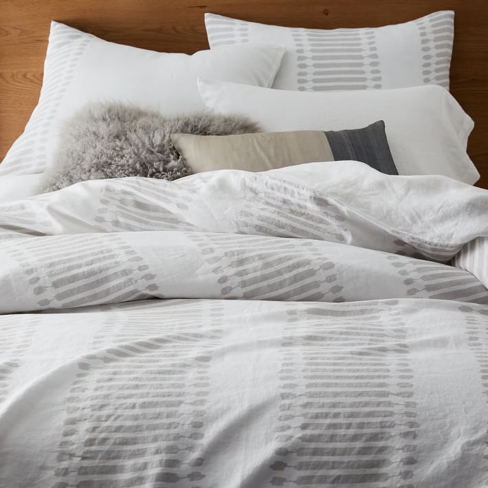 Belgian Flax Linen Duvet Cover Shams West Elm Belgian Flax Linen Ikat Stripe Duvet Cover