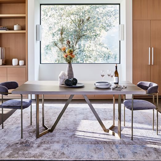 Tower Dining Table Blackened Brass west elm