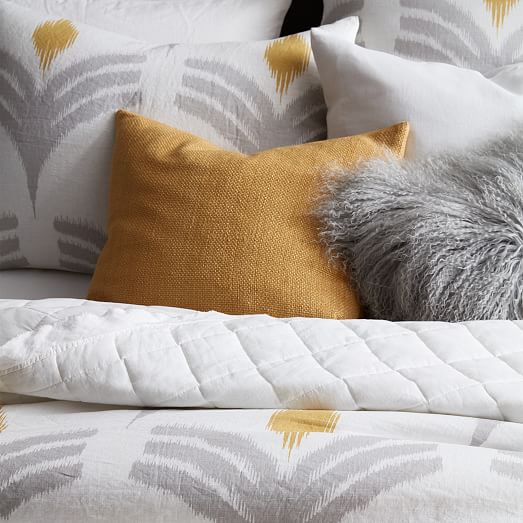 Belgian Flax Linen Fan Ikat Duvet Cover + Shams west elm