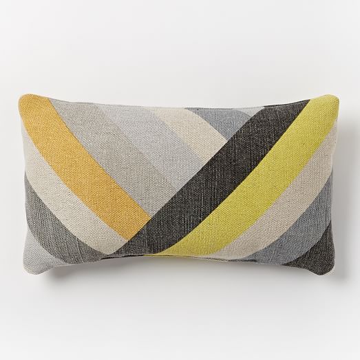 Angled Stripes Outdoor Pillow - Slate | west elm