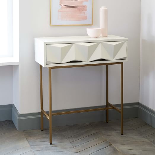 Sculpted Geo Mini Console - Parchment | west elm