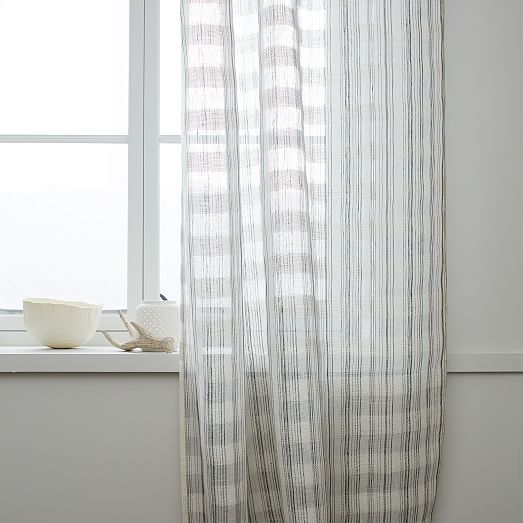 Mid-Century Sheer Plaid Curtain | west elm