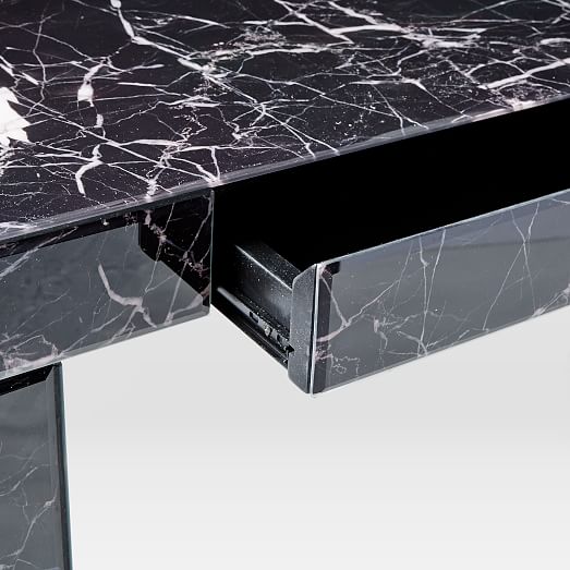 Parsons Desk - Black Marble Decoupage | west elm