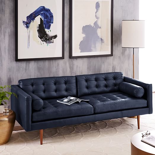 Monroe Mid-Century Leather Sofa (80