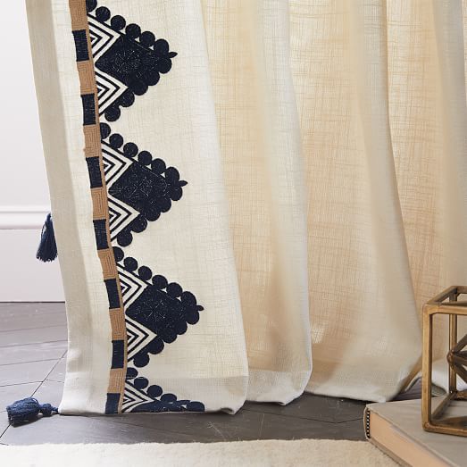 Embroidered Border Curtain | west elm